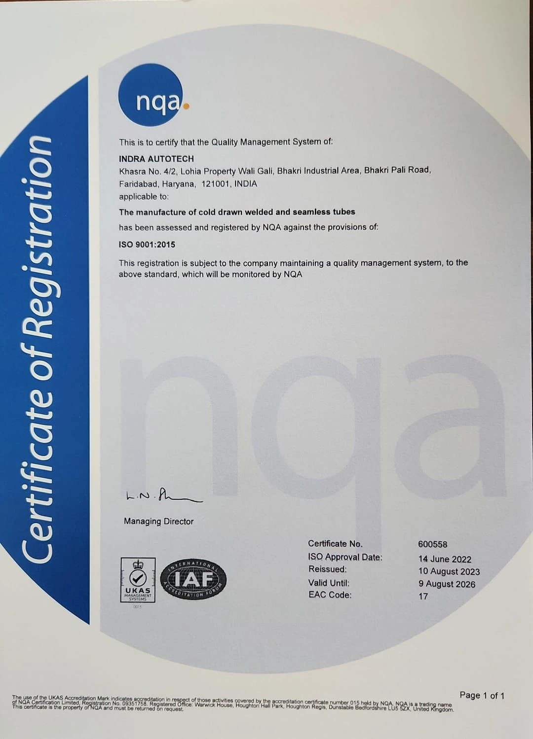 IATF Certificate